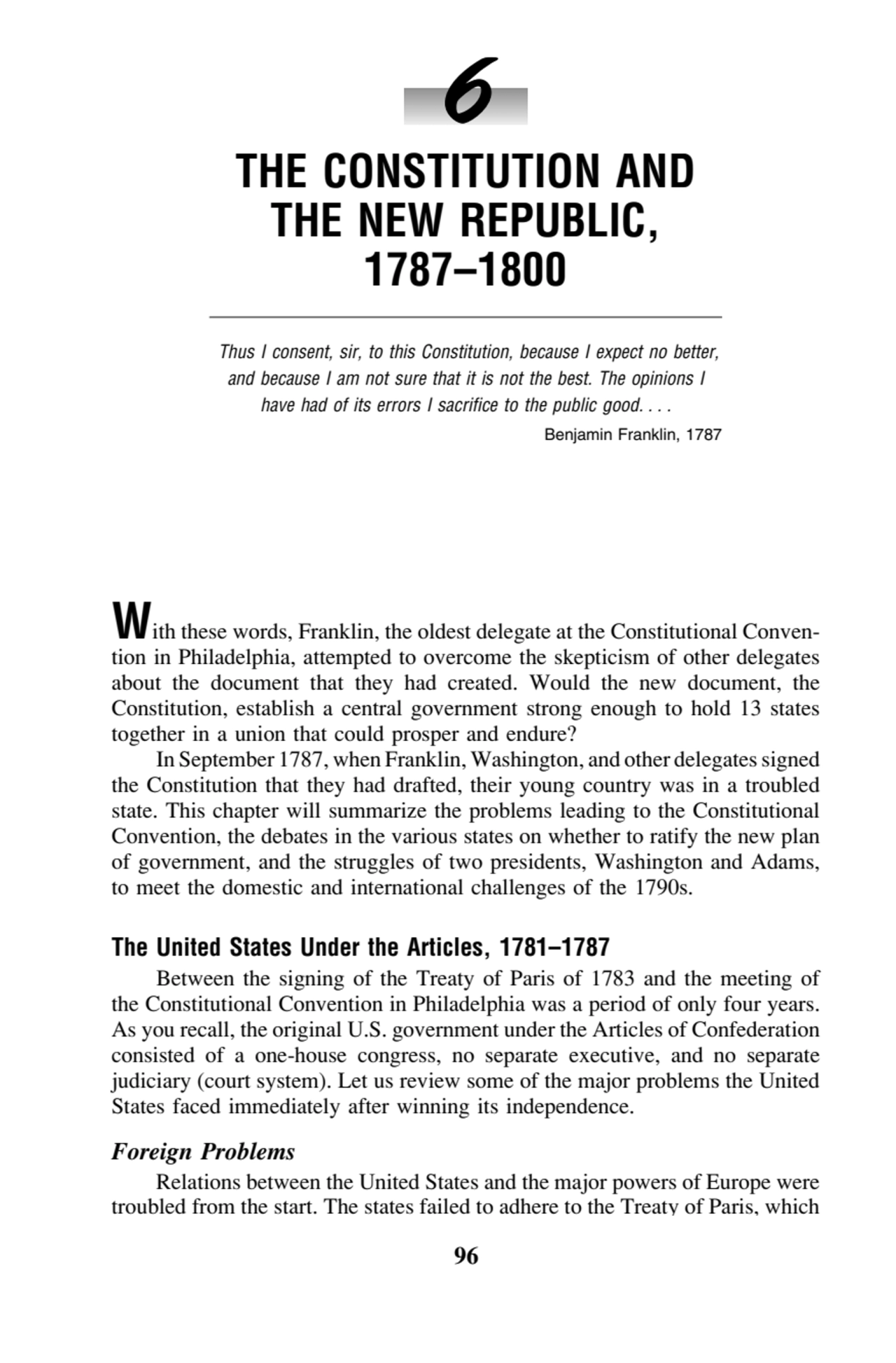 96 U.S. History: Preparing for the Advanced Placement Exam 6
THE CONSTITUTION AND
THE NEW REPUBLI…