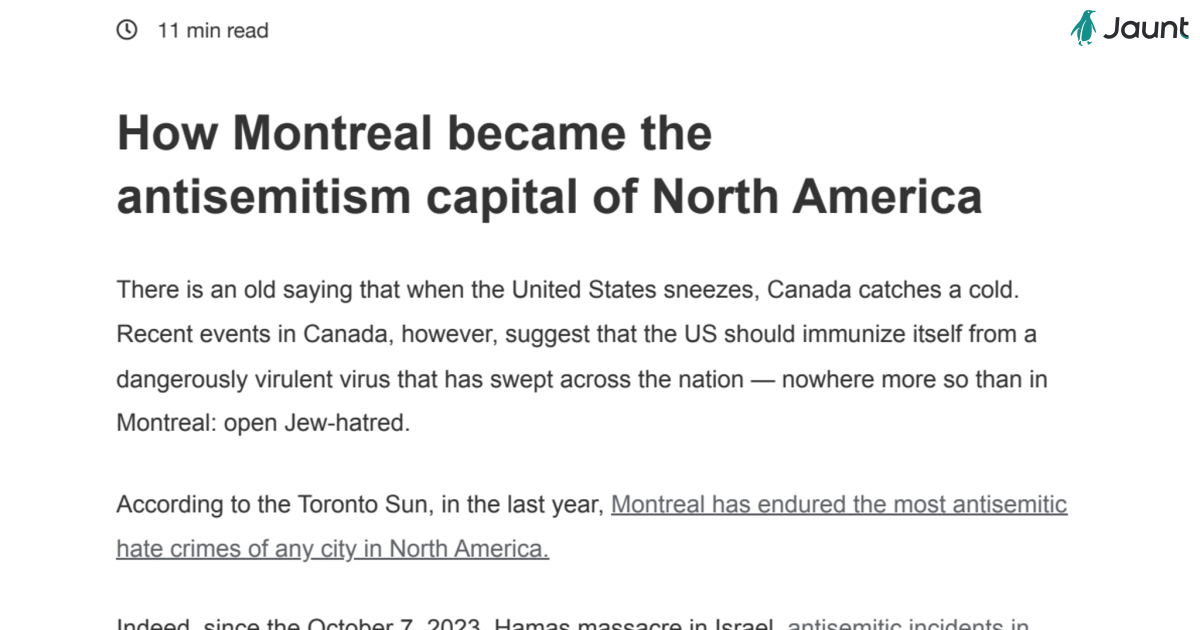 How Montreal became the antisemitism capital of North America