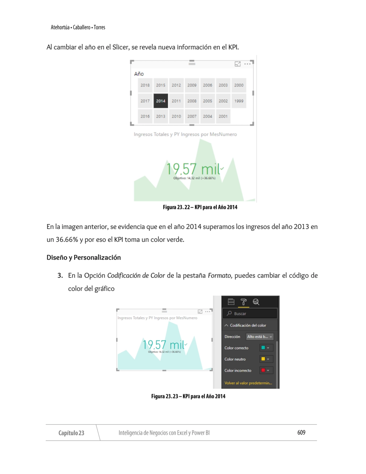 Al cambiar el año en el Slicer, se revela nueva información en el KPI.
En la imagen anterior, se e…