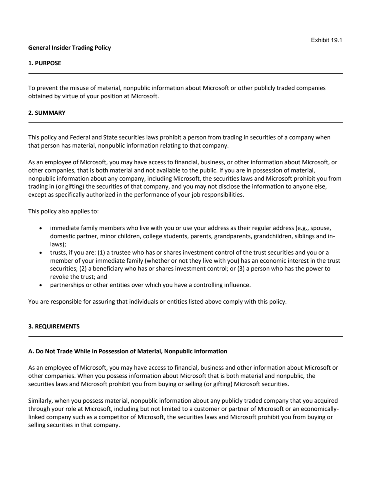 Exhibit 19.1 
General Insider Trading Policy
1. PURPOSE
To prevent the misuse of material, nonpu…