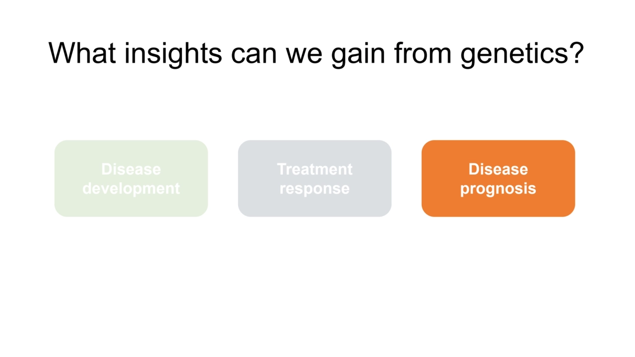 What insights can we gain from genetics?
Disease 
development
Disease 
prognosis
Treatment 
r…