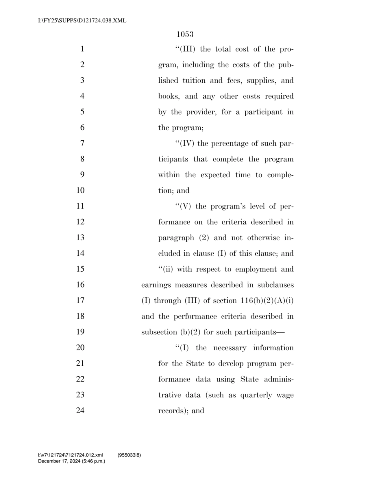 1053 
1 ‘‘(III) the total cost of the pro2 gram, including the costs of the pub3 lished tuition …