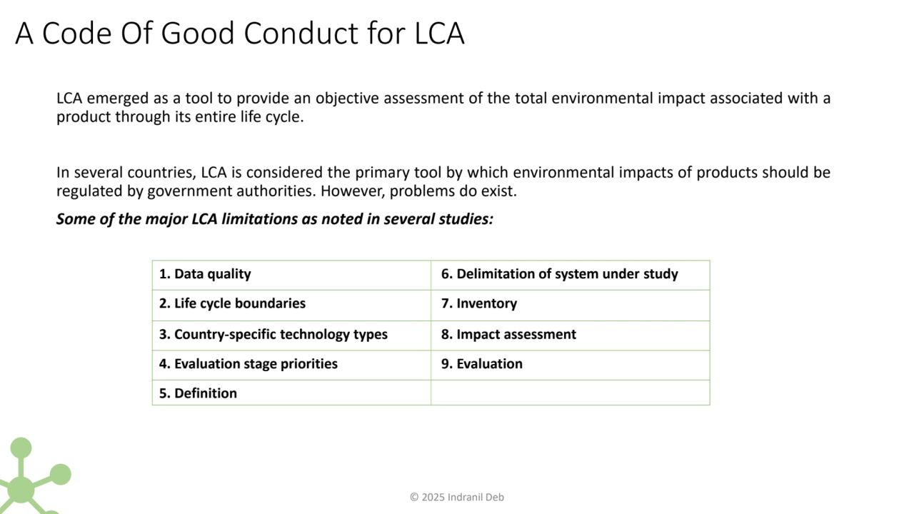 A Code Of Good Conduct for LCA
LCA emerged as a tool to provide an objective assessment of the tot…