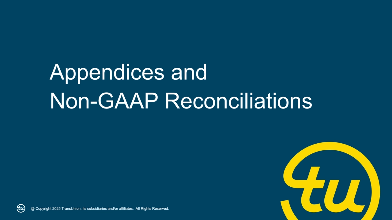 @ Copyright 2025 TransUnion, its subsidiaries and/or affiliates. All Rights Reserved. 22
Appendices and 
Non-GAAP Reconciliations