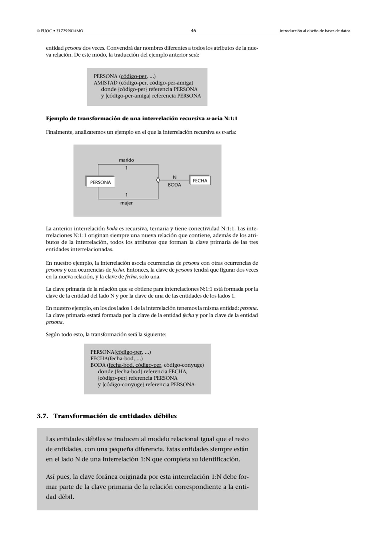  FUOC • 71Z799014MO 46 Introducción al diseño de bases de datos
entidad persona dos veces. Conven…