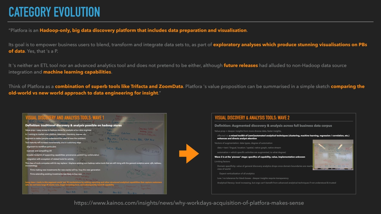 “Platfora is an Hadoop-only, big data discovery platform that includes data preparation and visuali…