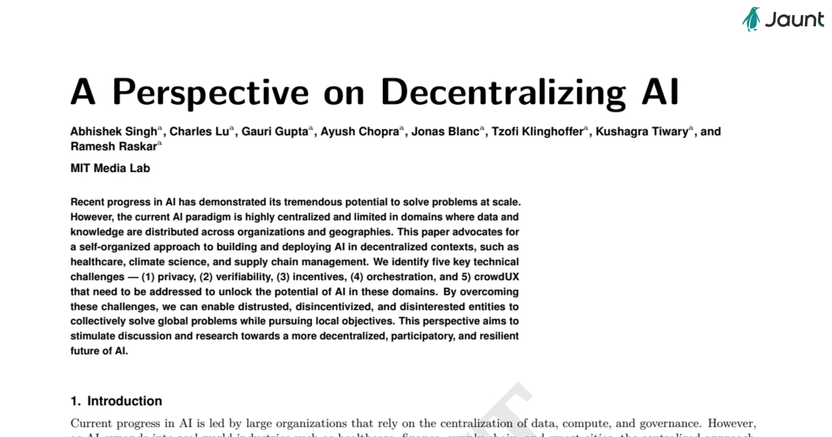 MIT Perspective on Decentralized AI