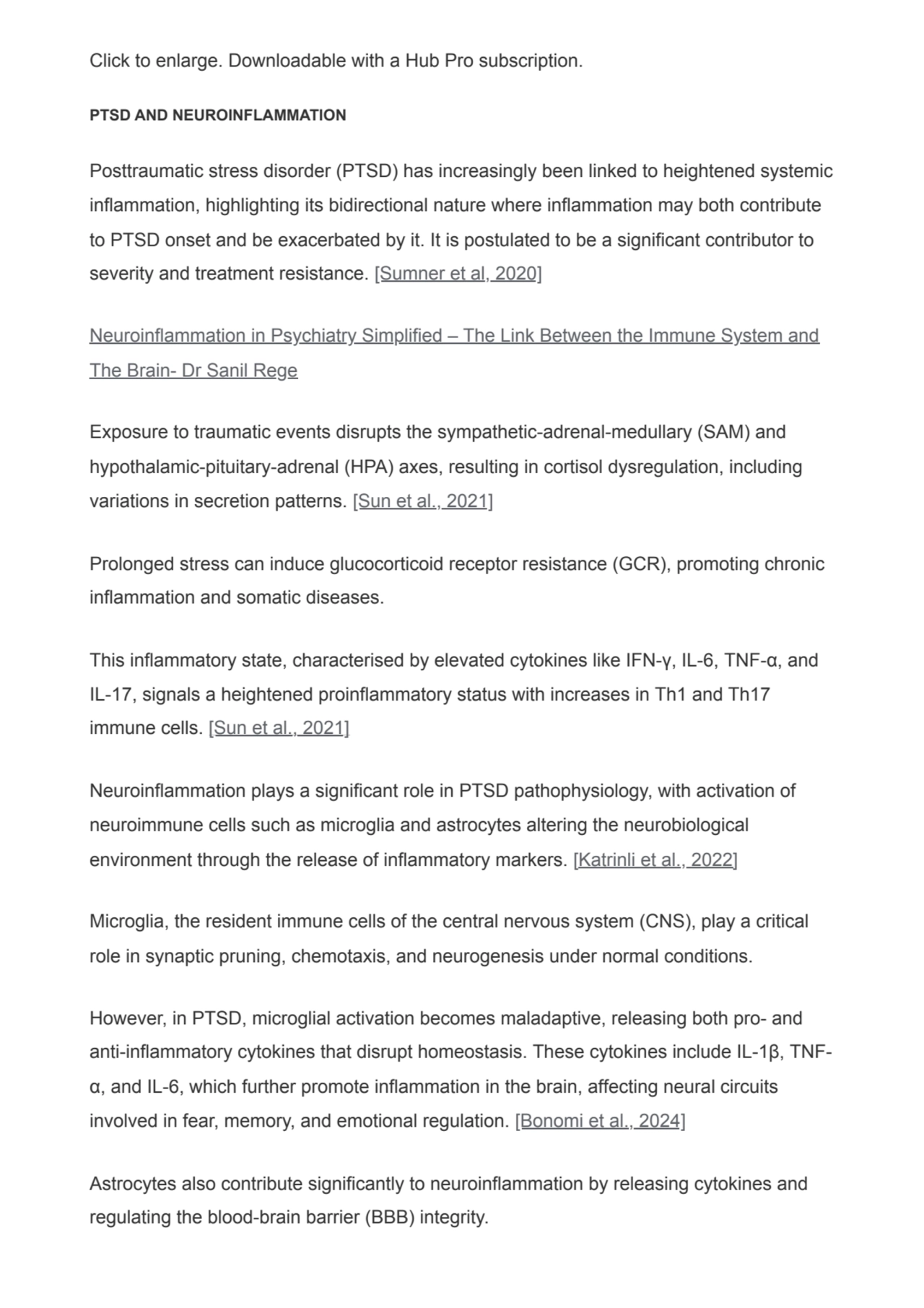 Click to enlarge. Downloadable with a Hub Pro subscription.
PTSD AND NEUROINFLAMMATION
Posttrauma…