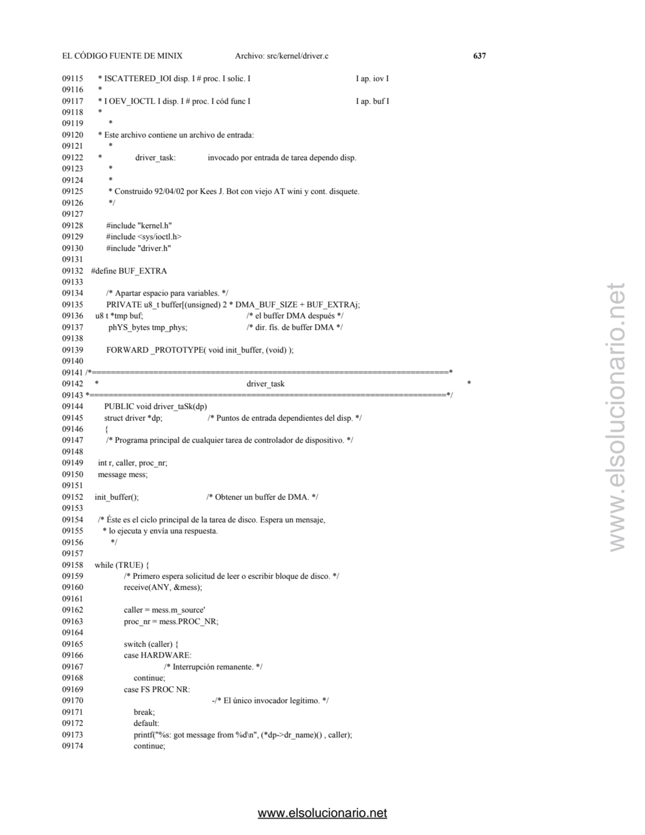 EL CÓDIGO FUENTE DE MINIX Archivo: src/kernel/driver.c 637 
09115 * ISCATTERED_IOI disp. I # proc.…