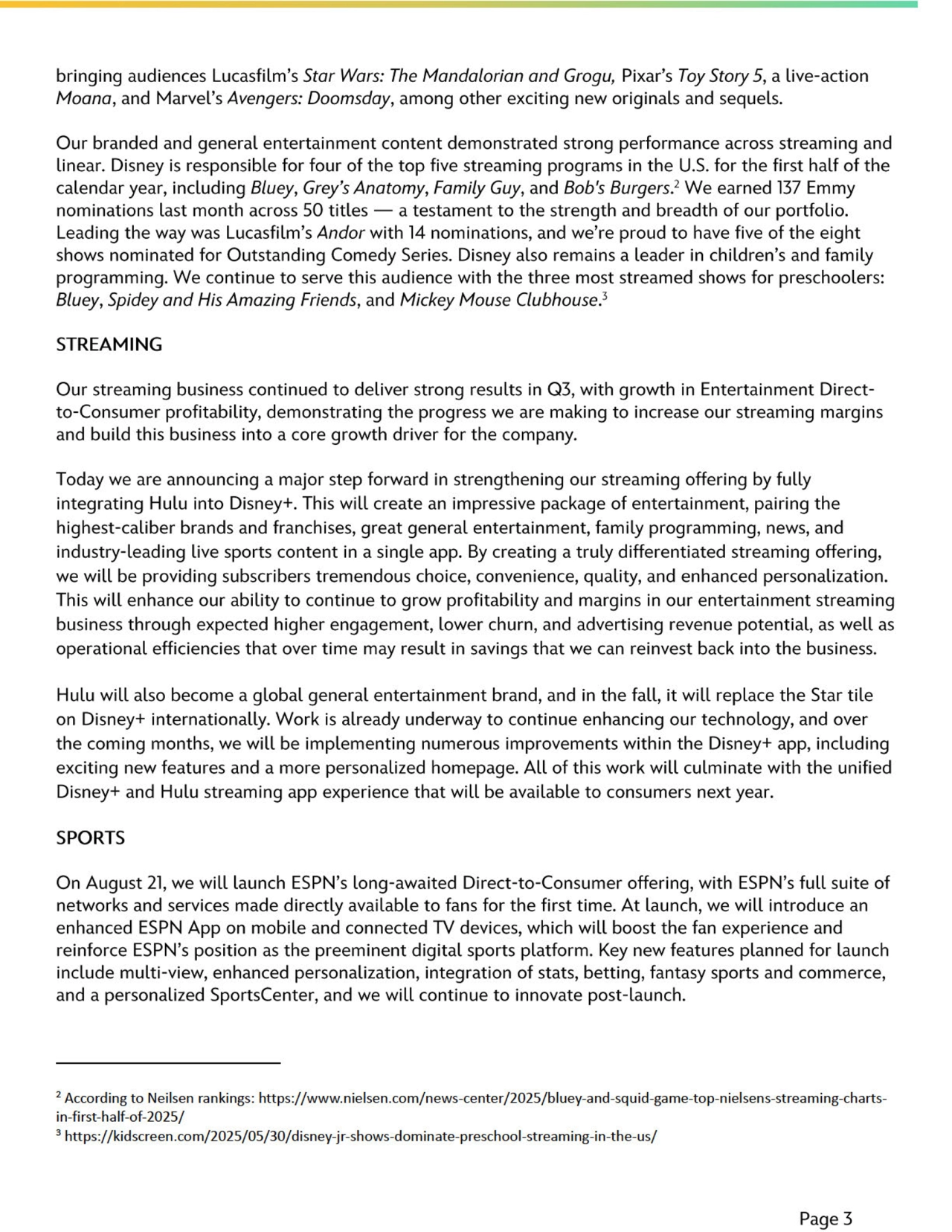 Disney's Q3 FY25 Earnings: Management Commentary - Page 4