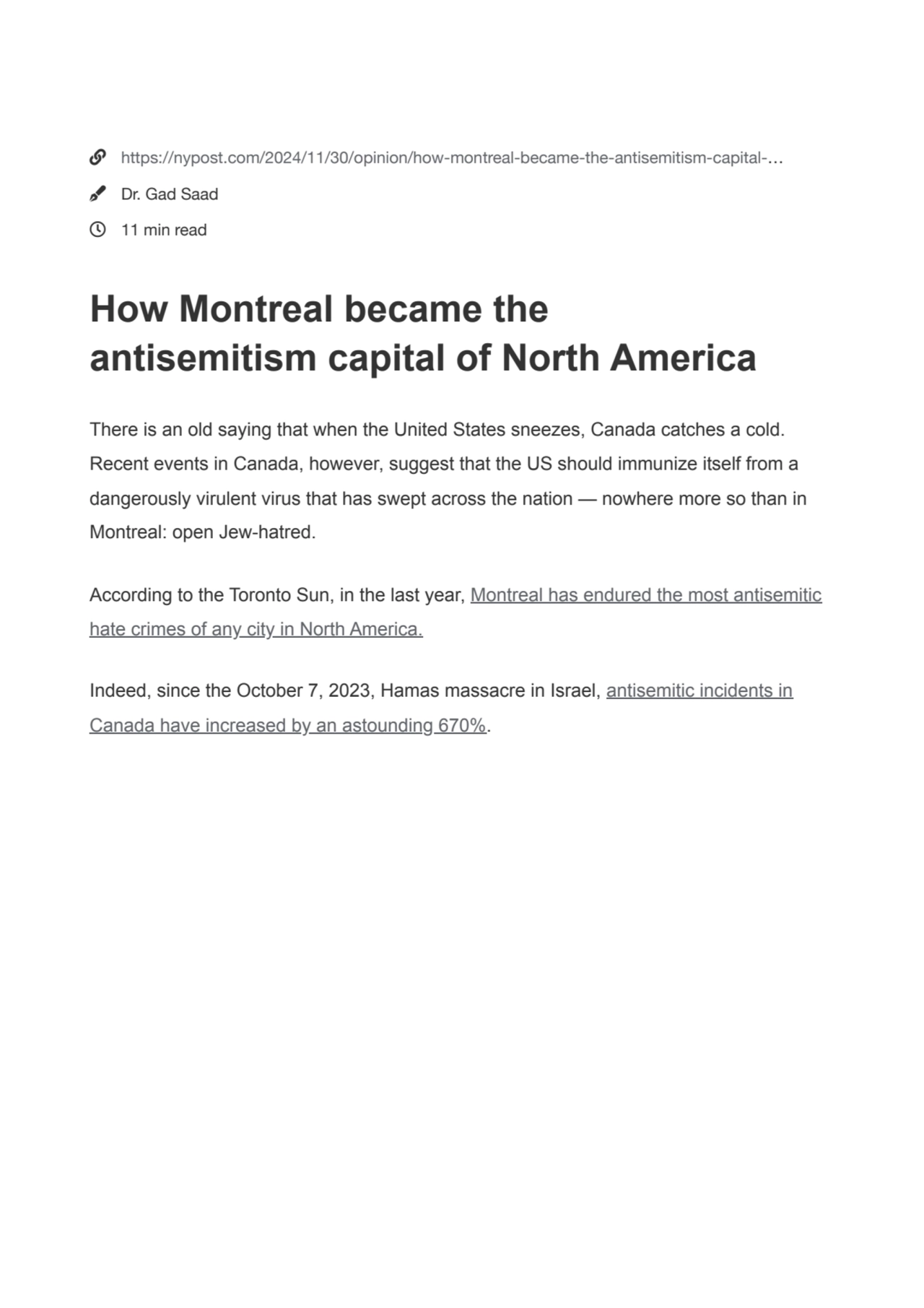 How Montreal became the antisemitism capital of North America