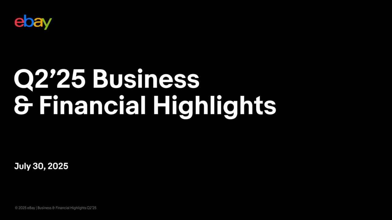 Ebay Q2 Earnings presentation - Page 1