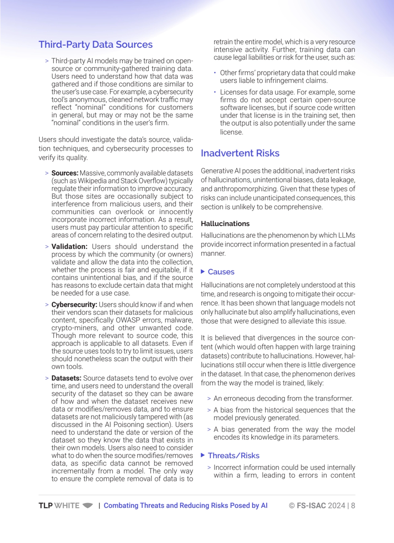 TLP WHITE | Combating Threats and Reducing Risks Posed by AI © FS-ISAC 2024 | 8
Third-Party Data S…
