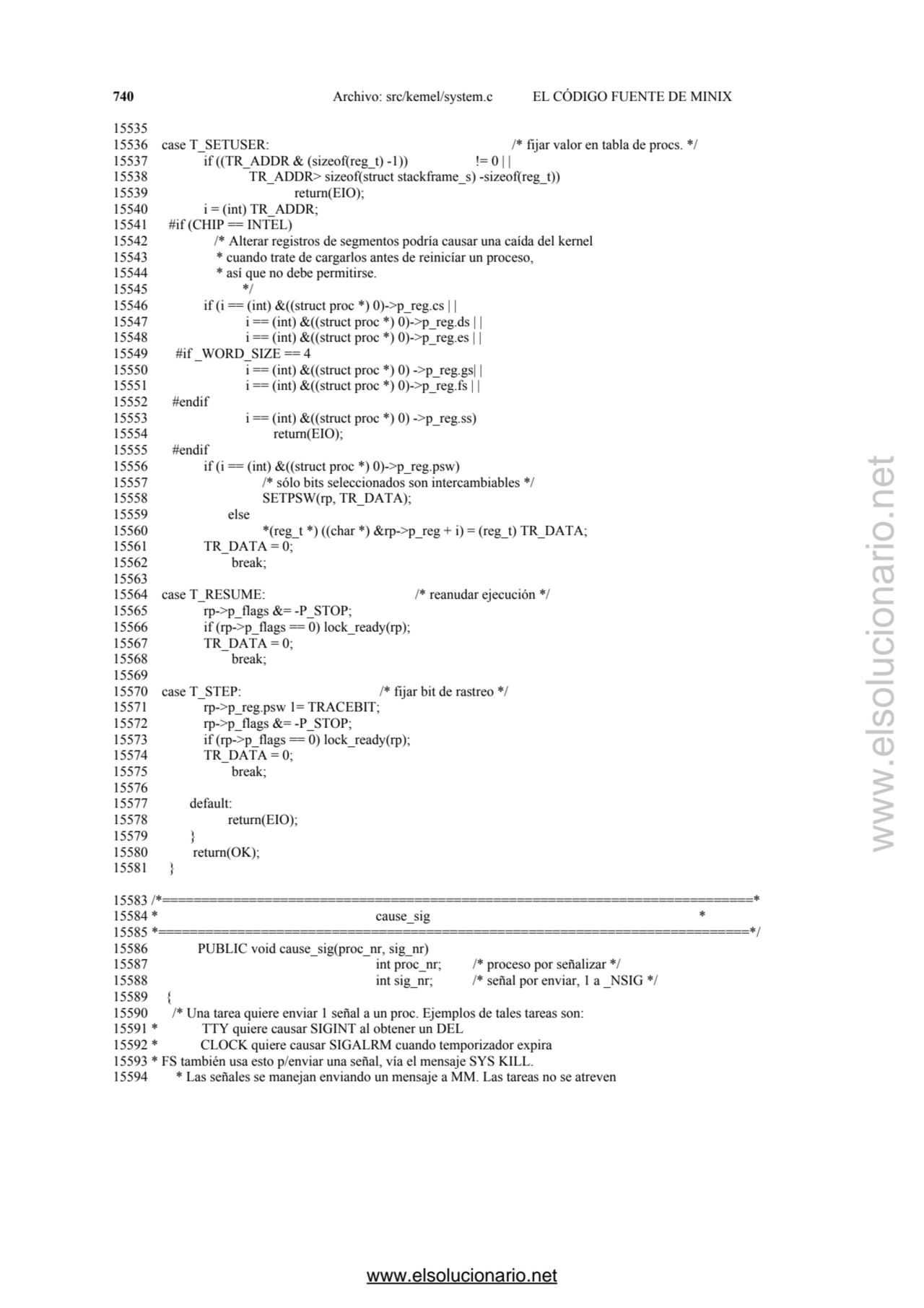 740 Archivo: src/kemel/system.c EL CÓDIGO FUENTE DE MINIX 
15535 
15536 case T_SETUSER: /* fijar …