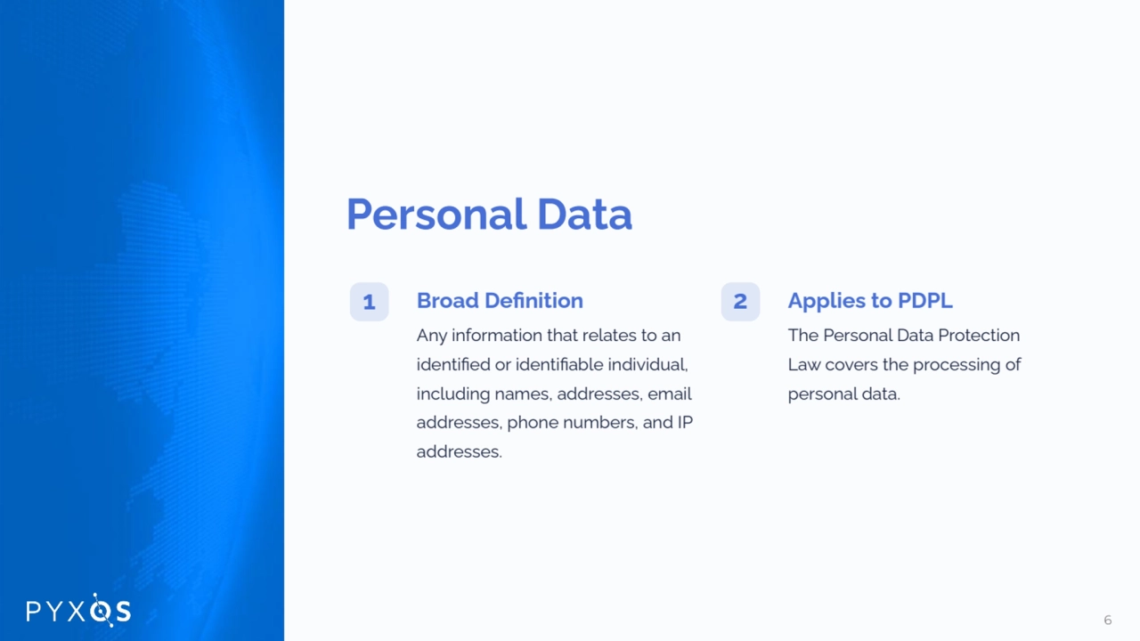 Personal Data
1 Broad Definition
Any information that relates to an
identified or identifiable …