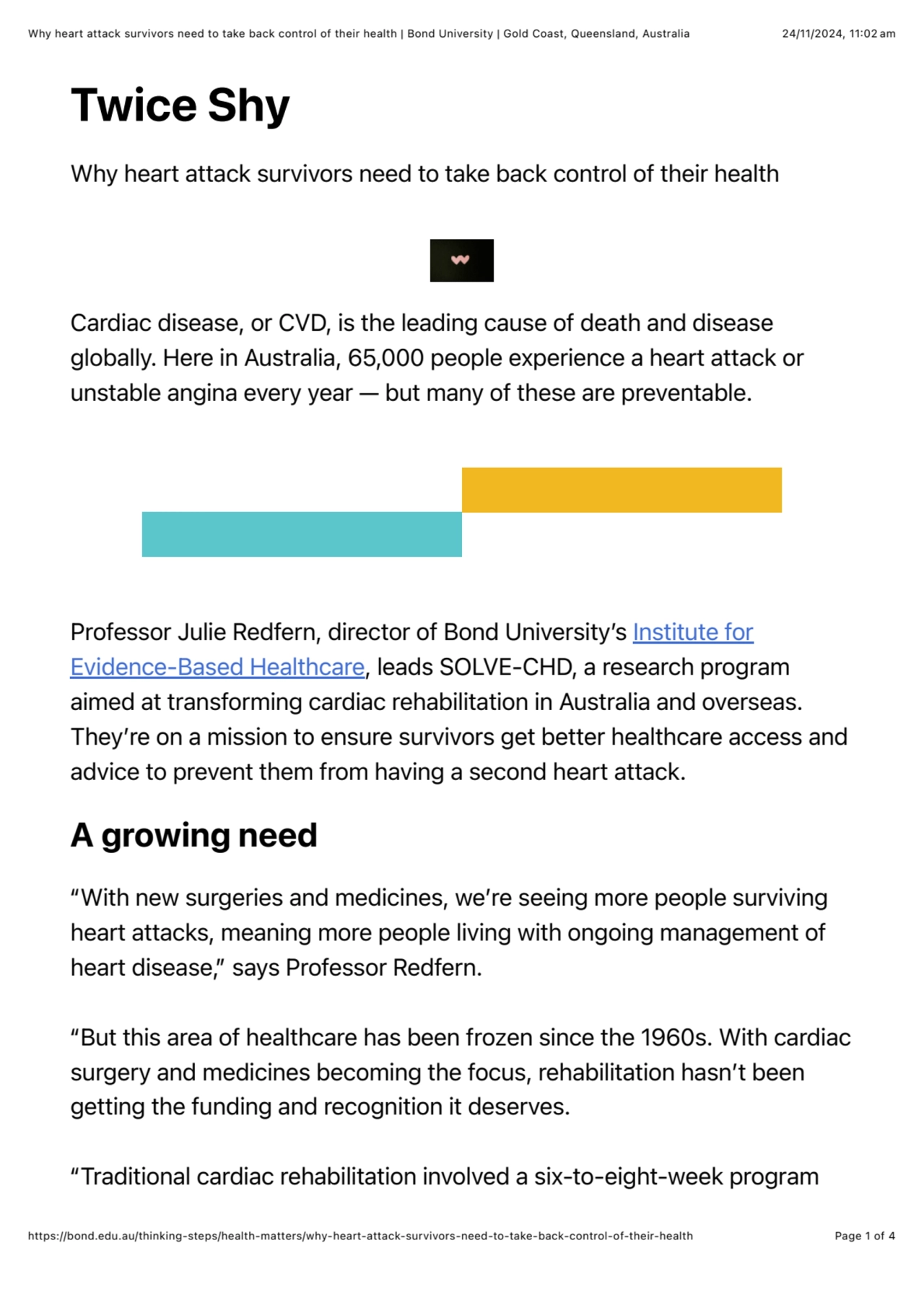 Why heart attack survivors need to take back control of their health | Bond University | Gold Coast, Queensland, Australia