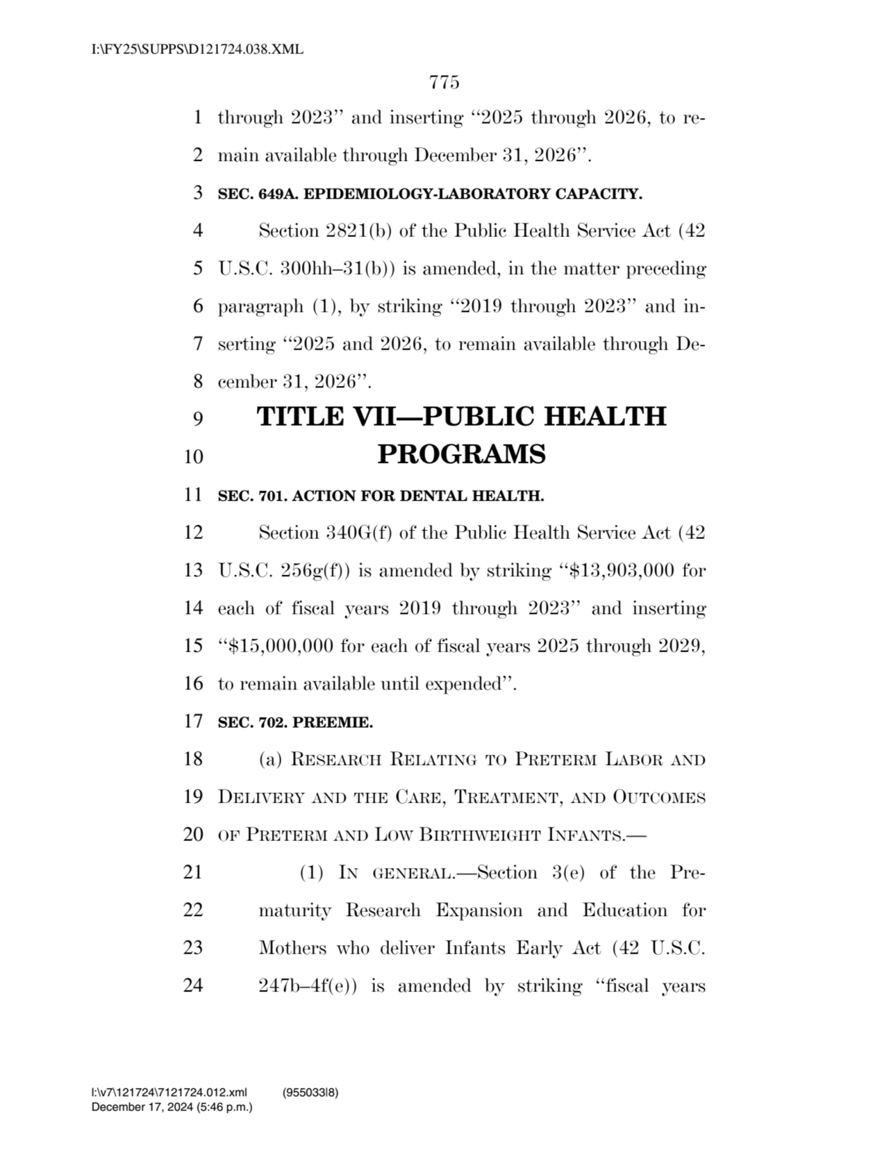 775 
1 through 2023’’ and inserting ‘‘2025 through 2026, to re2 main available through December 3…