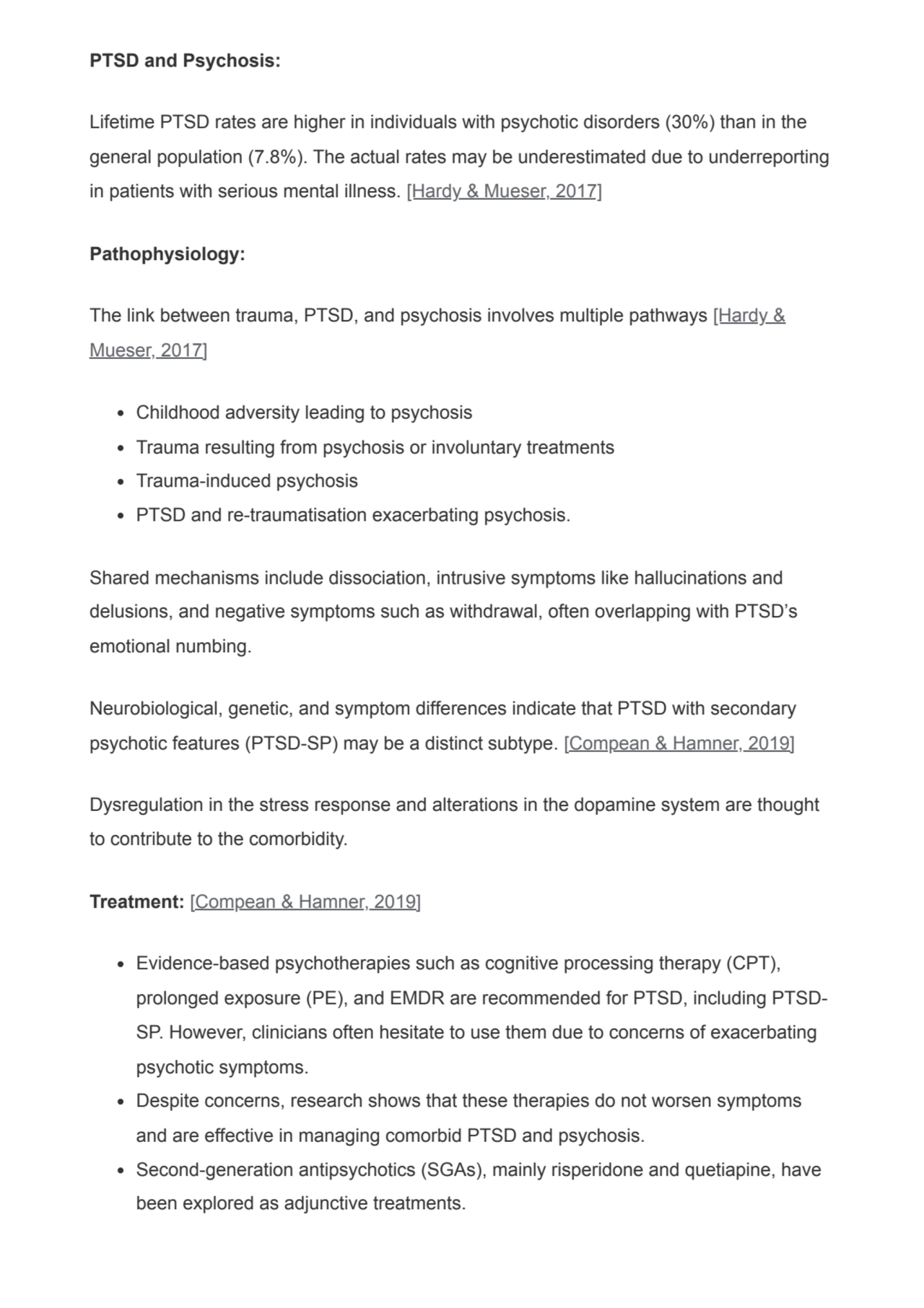 PTSD and Psychosis:
Lifetime PTSD rates are higher in individuals with psychotic disorders (30%) t…