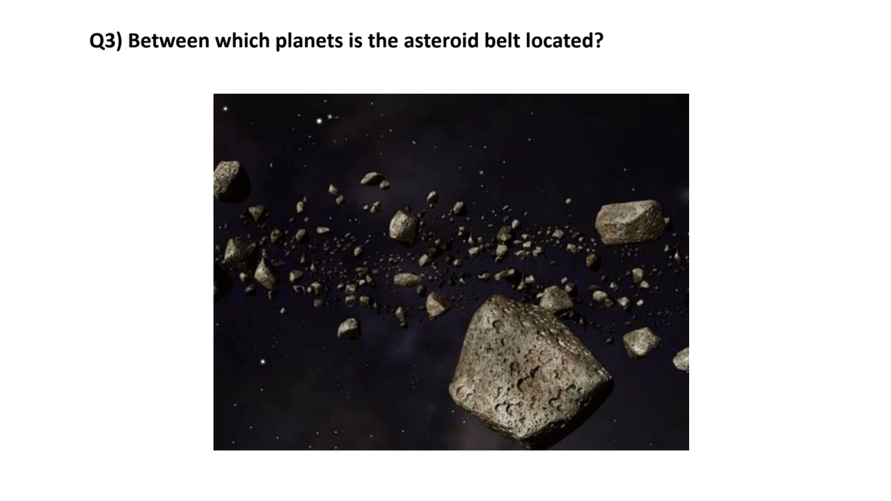 Q3) Between which planets is the asteroid belt located?