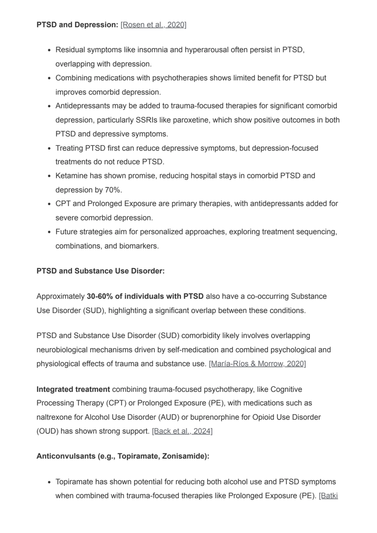 PTSD and Depression: [Rosen et al., 2020]
Residual symptoms like insomnia and hyperarousal often p…