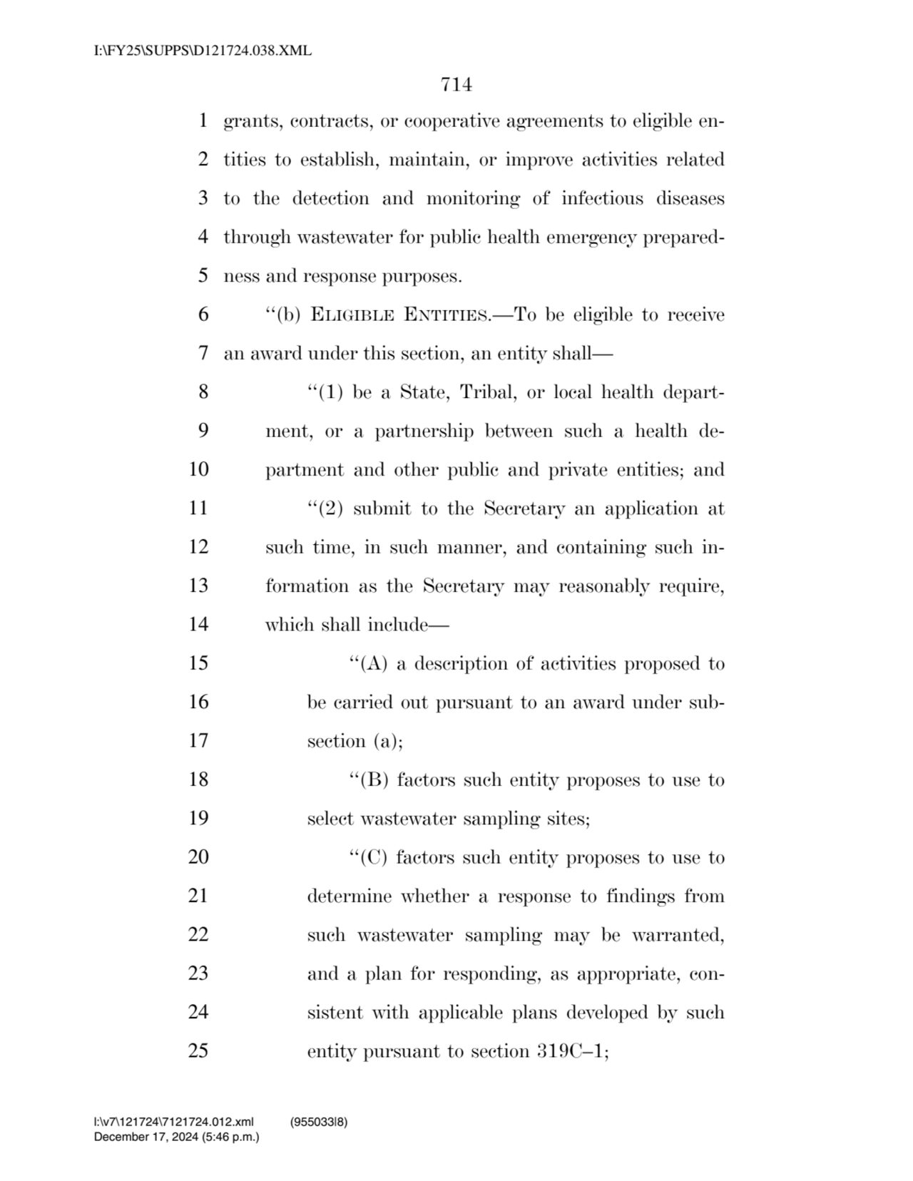 714 
1 grants, contracts, or cooperative agreements to eligible en2 tities to establish, maintain…