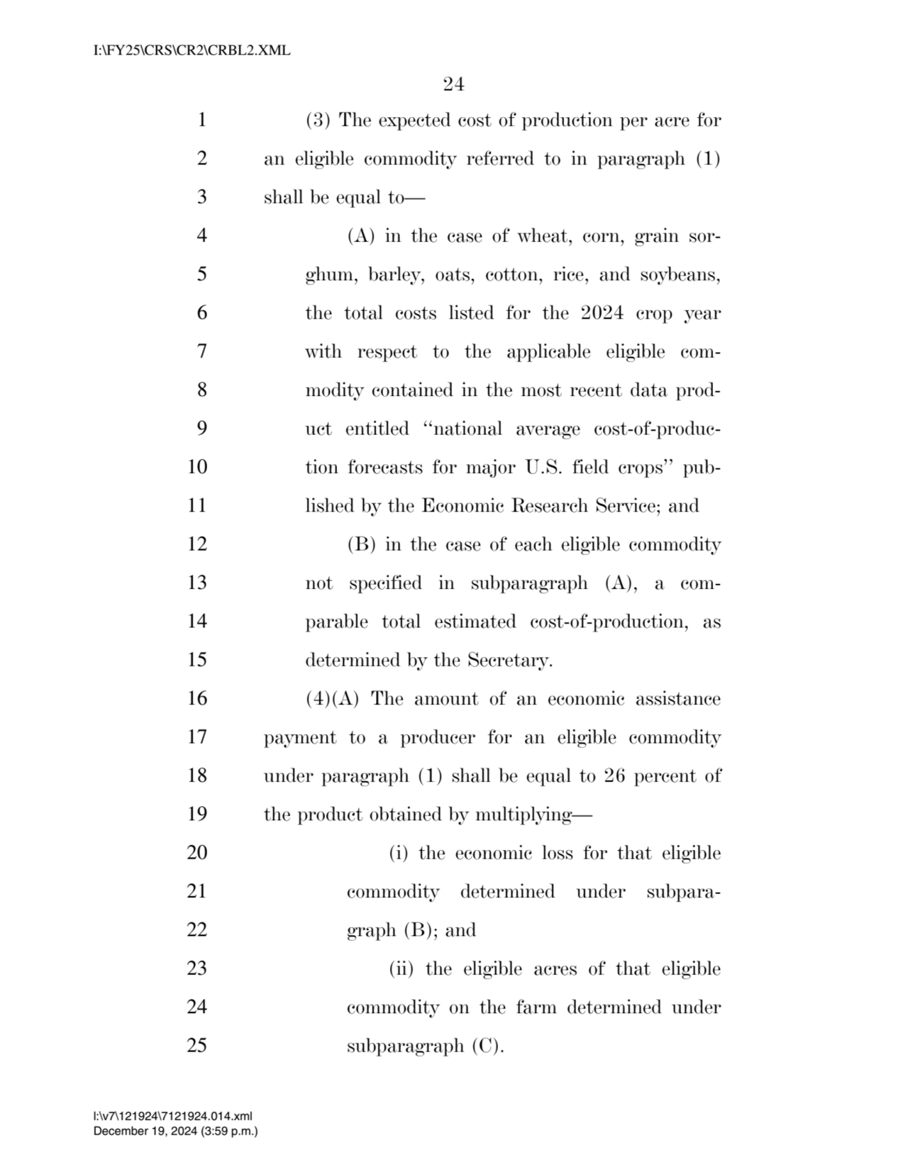 24 
1 (3) The expected cost of production per acre for 
2 an eligible commodity referred to in pa…