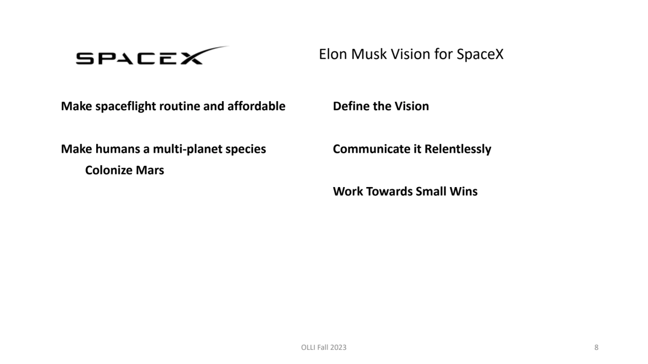 Elon Musk Vision for SpaceX
Make spaceflight routine and affordable
Make humans a multi-planet sp…