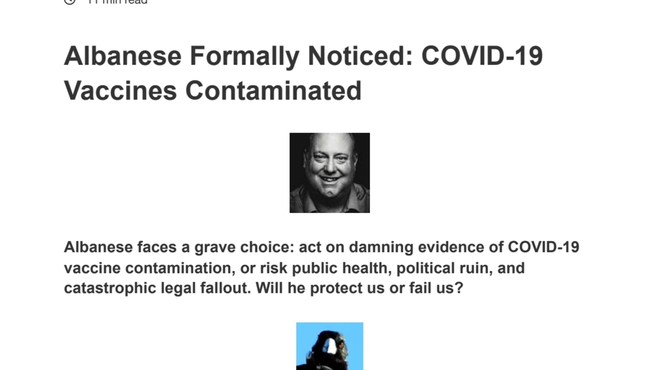 Albanese Formally Noticed: COVID-19 Vaccines Contaminated