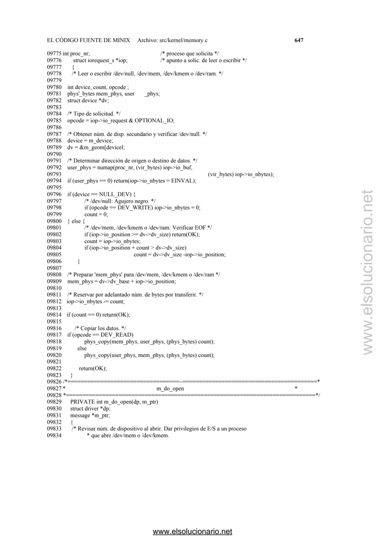 EL CÓDIGO FUENTE DE MINIX Archivo: src/kernel/memory.c 647 
09775 int proc_nr; /* proceso que soli…