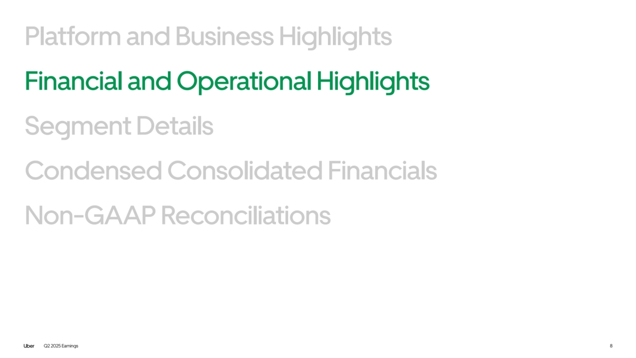 Q2 2025 Earnings 8
Segment Details
Financial and Operational Highlights
Condensed Consolidated Financials
Non-GAAP Reconciliations
Platform and Business Highlights