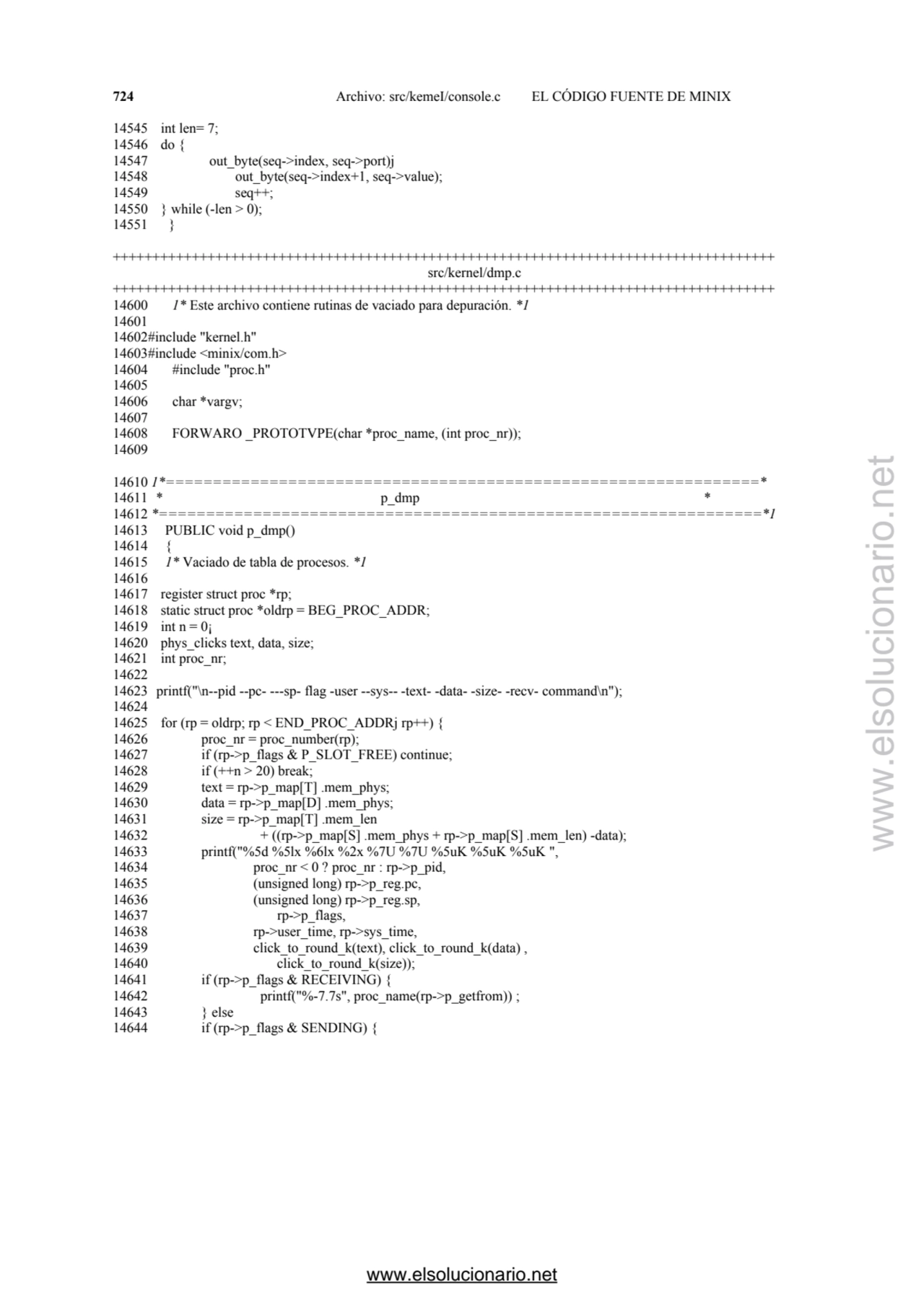 724 Archivo: src/kemeI/console.c EL CÓDIGO FUENTE DE MINIX 
14545 int len= 7; 
14546 do { 
14547…