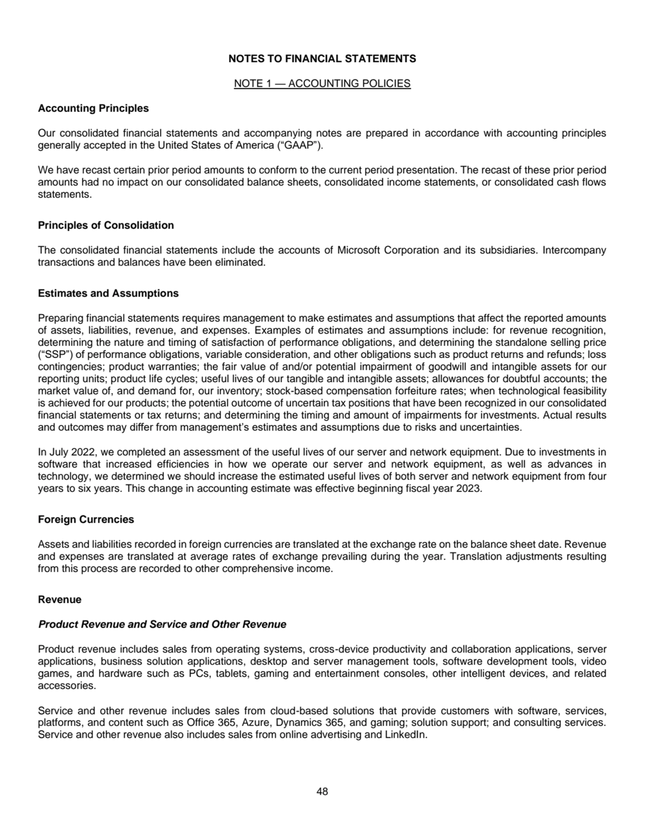 48
NOTES TO FINANCIAL STATEMENTS 
NOTE 1 — ACCOUNTING POLICIES 
Accounting Principles 
Our cons…