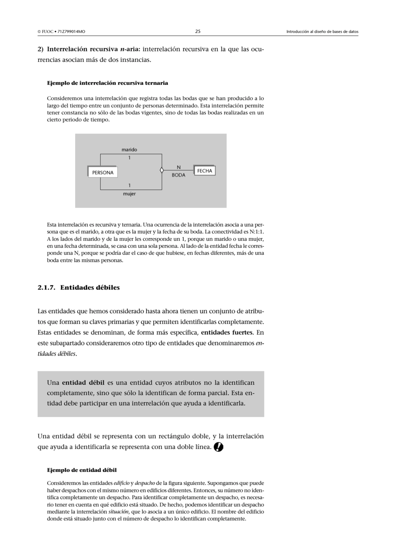  FUOC • 71Z799014MO 25 Introducción al diseño de bases de datos
2) Interrelación recursiva n-aria…