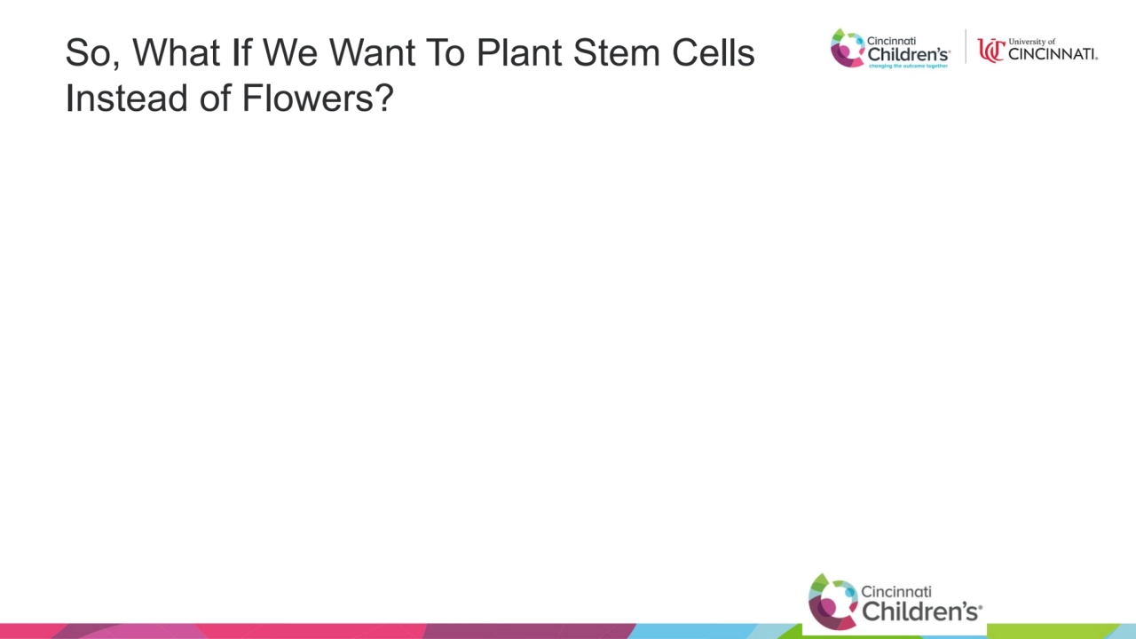 So, What If We Want To Plant Stem Cells 
Instead of Flowers? 