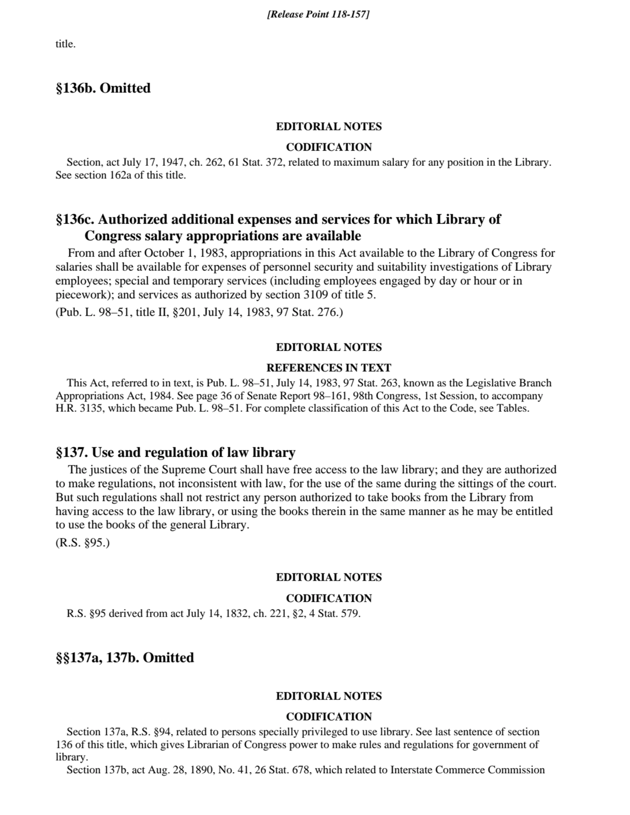 title.
§136b. Omitted
EDITORIAL NOTES
CODIFICATION
Section, act July 17, 1947, ch. 262, 61 Stat…