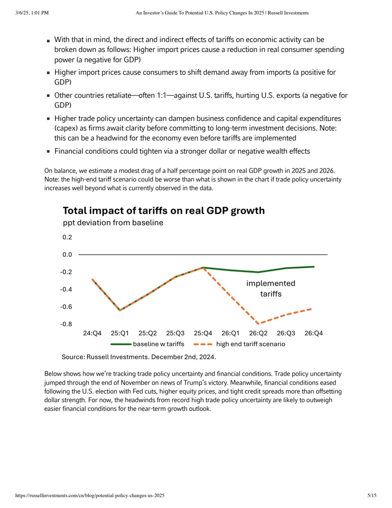 On balance, we estimate a modest drag of a half percentage point on real GDP growth in 2025 and 202…