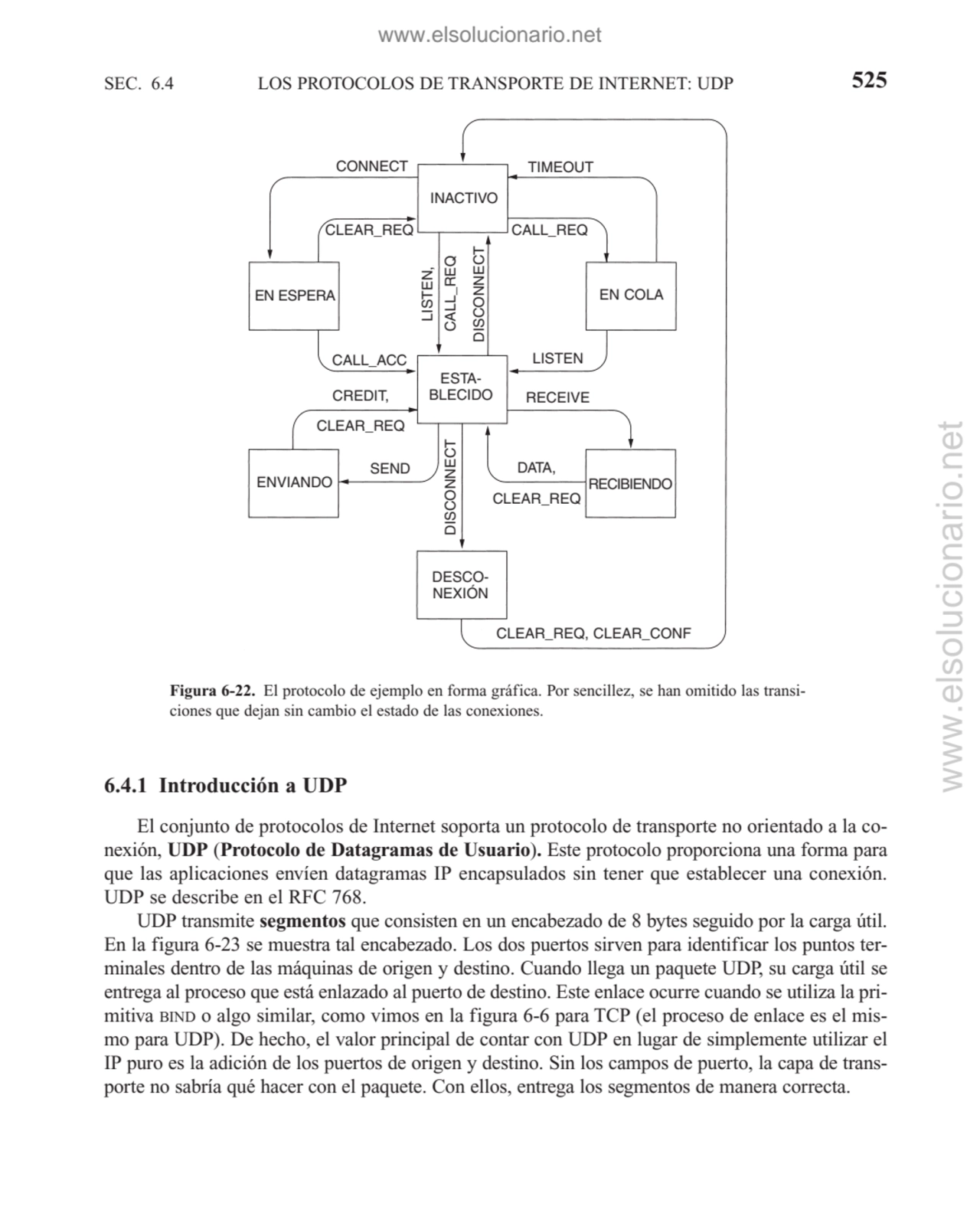 LOS PROTOCOLOS DE TRANSPORTE DE INTERNET: UDP
6.4.1 Introducción a UDP
El conjunto de protocolos …