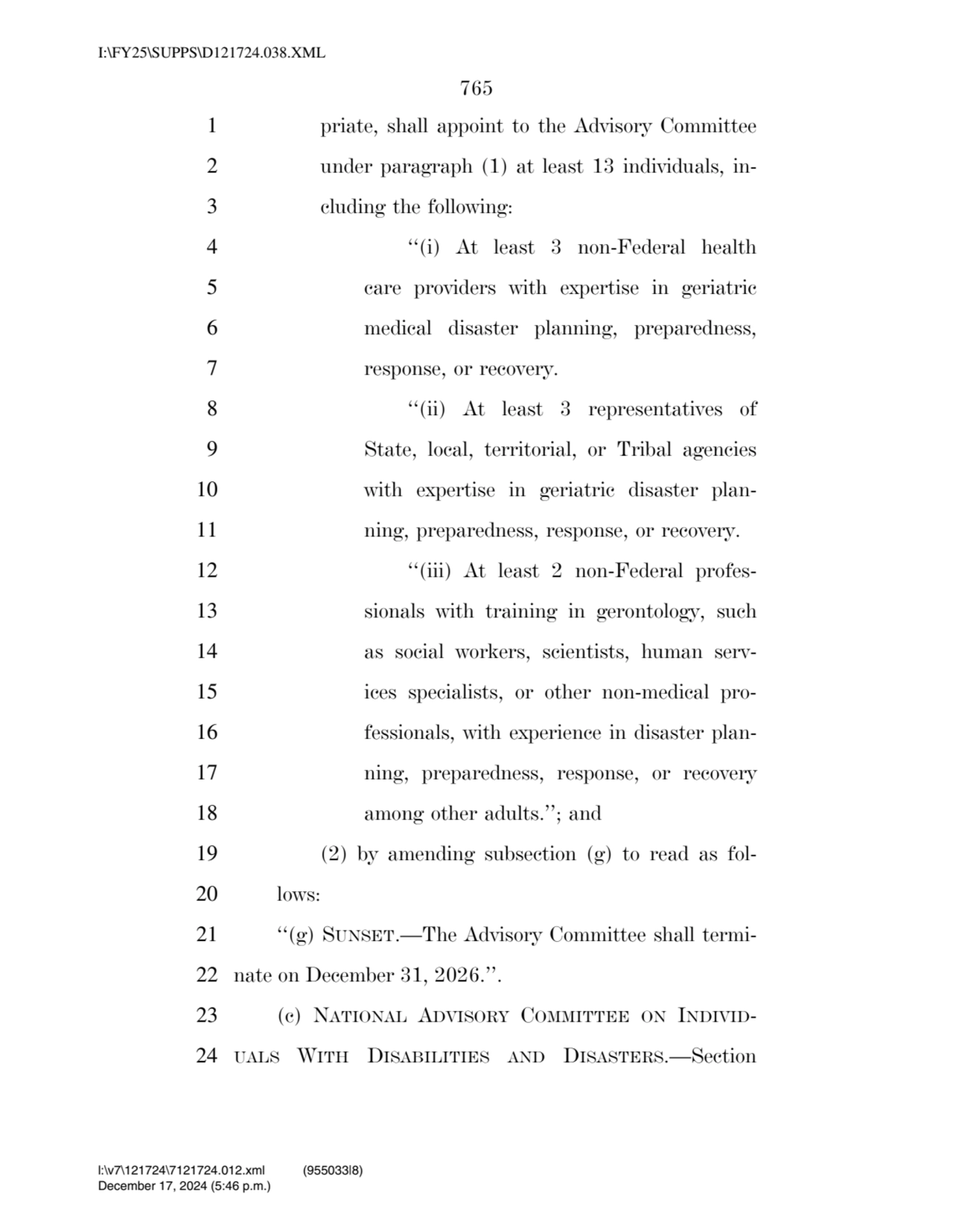 765 
1 priate, shall appoint to the Advisory Committee 
2 under paragraph (1) at least 13 individ…