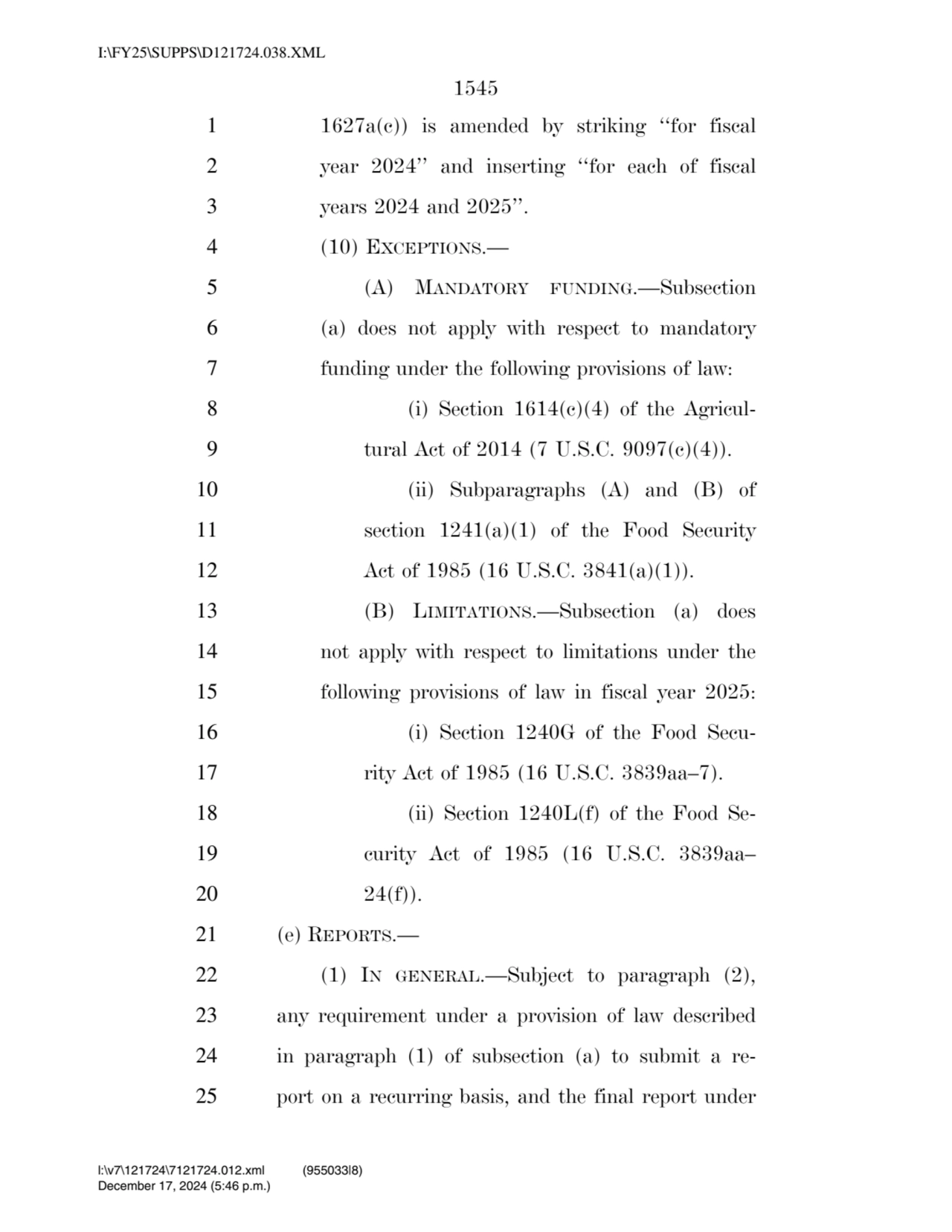 1545 
1 1627a(c)) is amended by striking ‘‘for fiscal 
2 year 2024’’ and inserting ‘‘for each of …