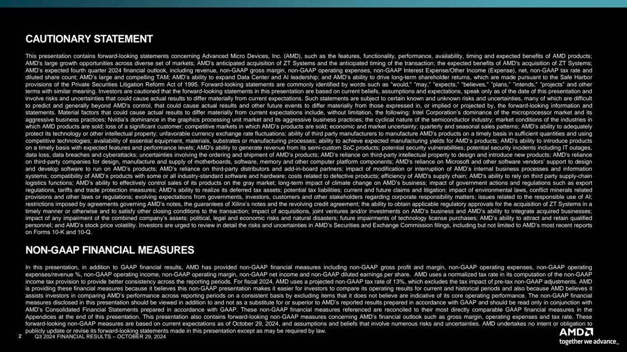 2 2 Q3 2024 FINANCIAL RESULTS – OCTOBER 29, 2024
CAUTIONARY STATEMENT
This presentation contains …