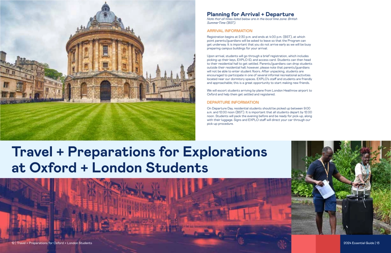 Travel + Preparations for Explorations 
at Oxford + London Students
Planning for Arrival + Depart…