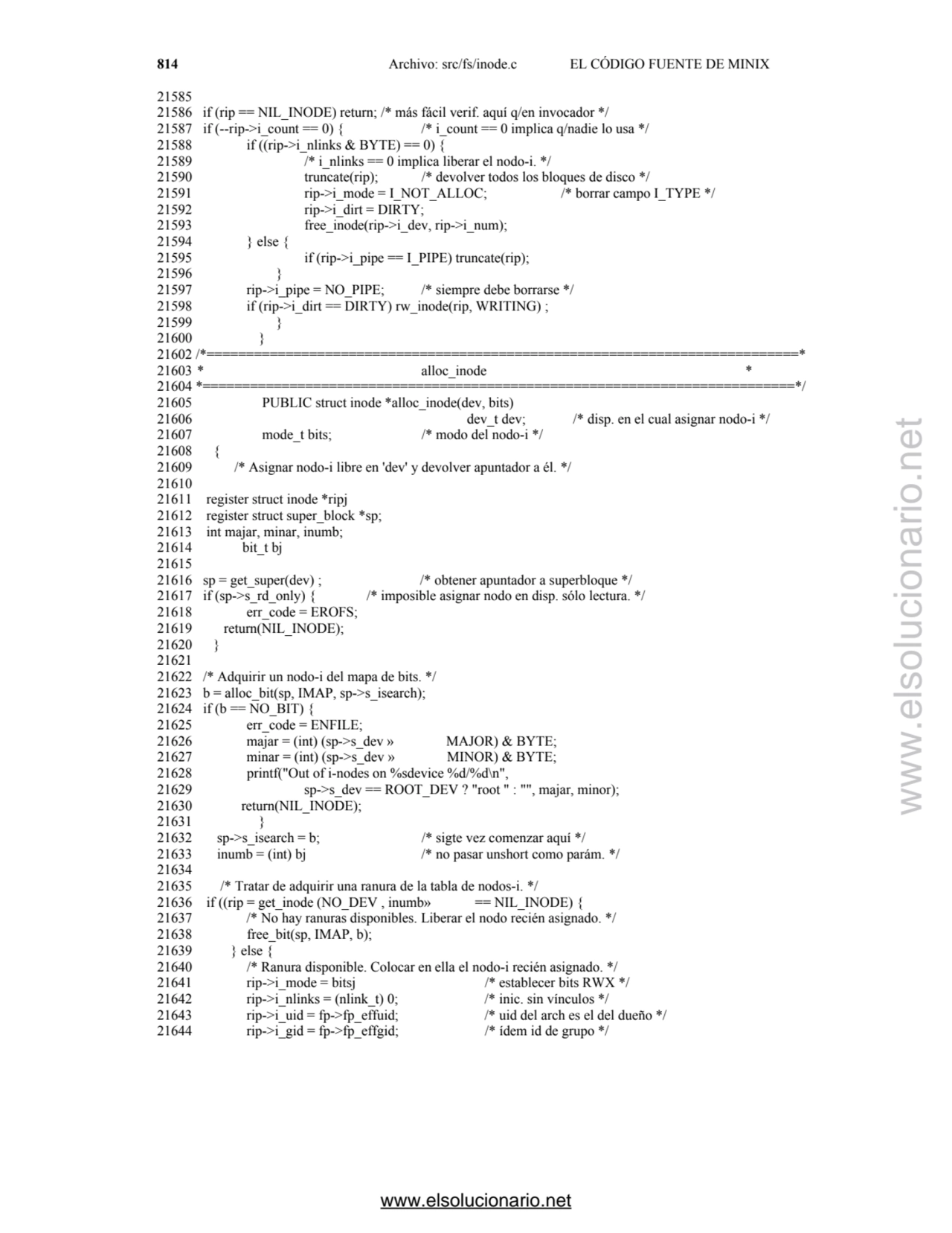 814 Archivo: src/fs/inode.c EL CÓDIGO FUENTE DE MINIX 
21585 
21586 if (rip == NIL_INODE) return;…