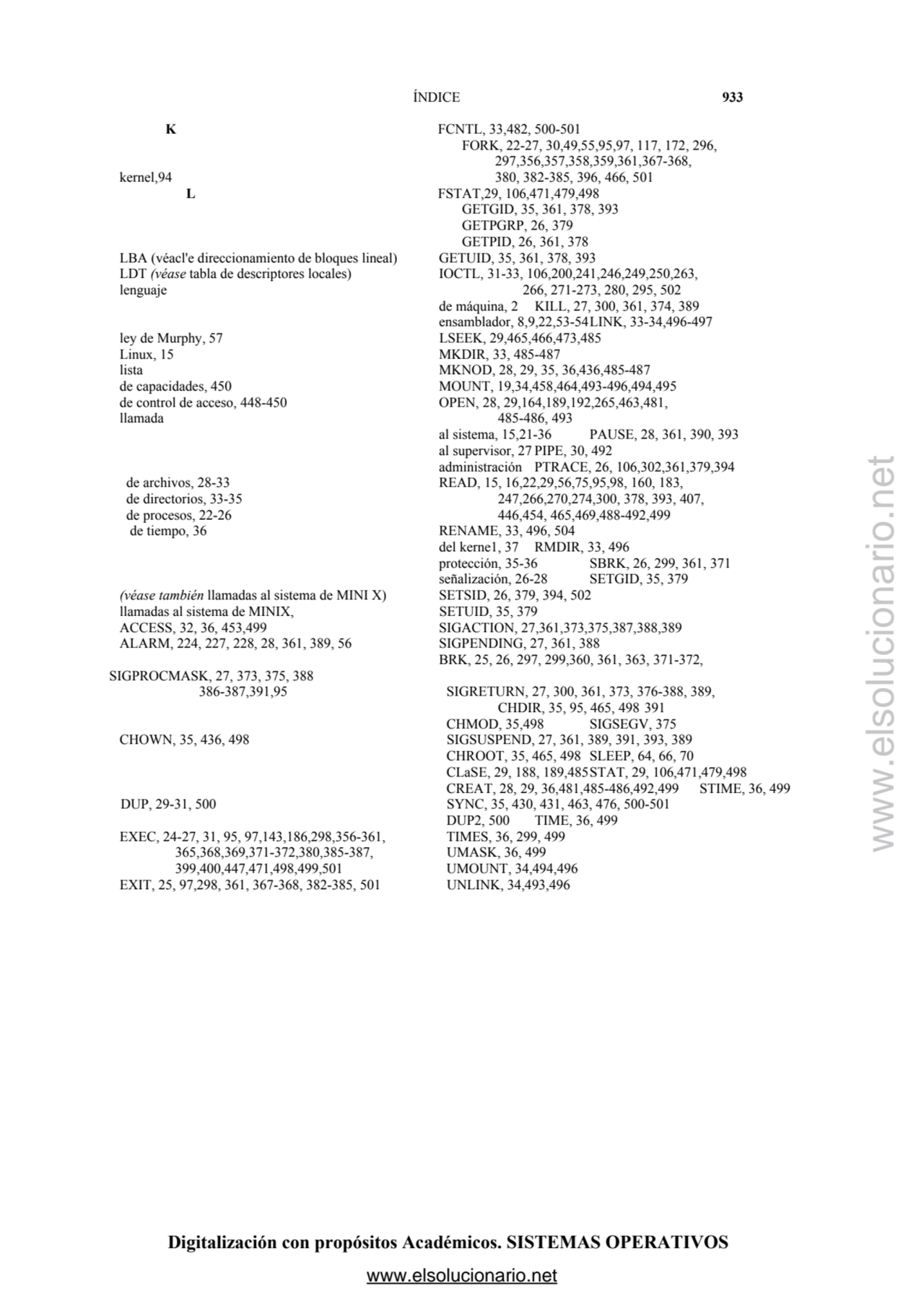 Digitalización con propósitos Académicos. SISTEMAS OPERATIVOS 
 ÍNDICE 933 
K FCNTL, 33,482, 500-…