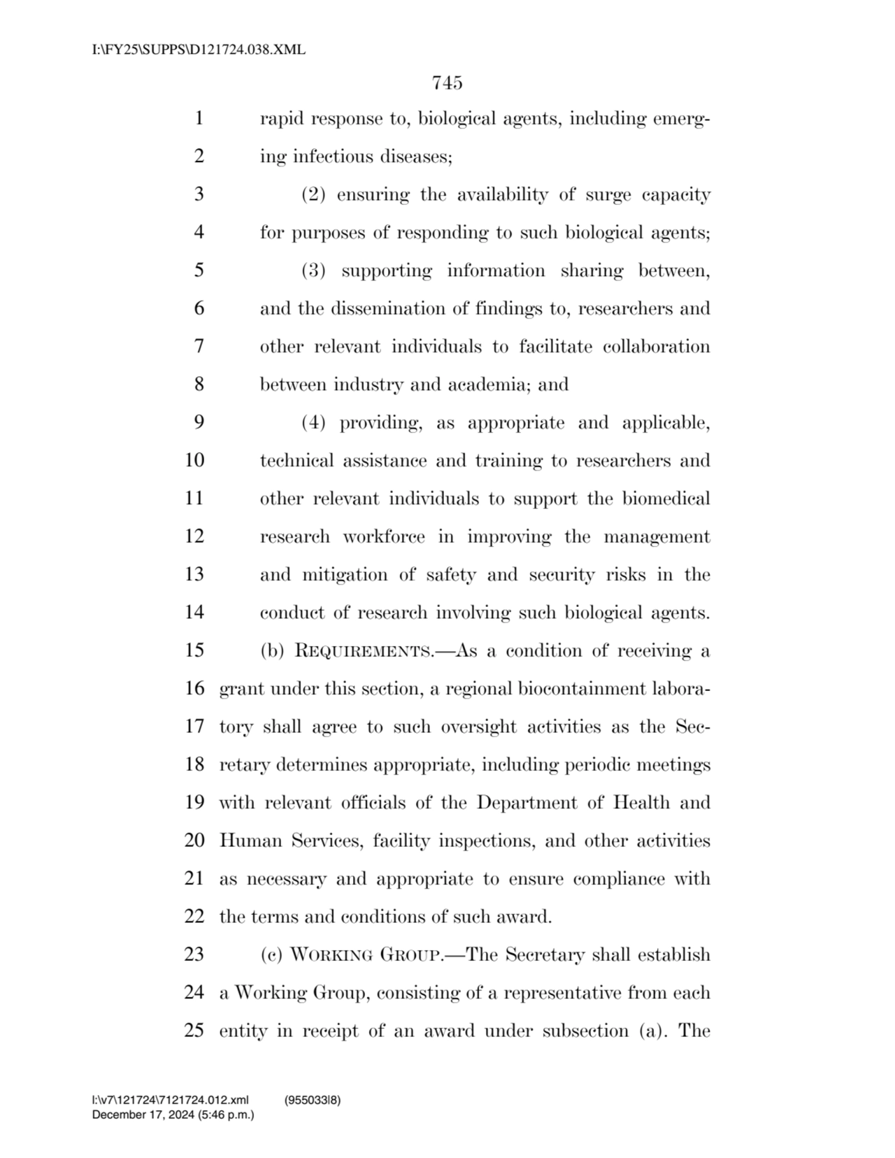 745 
1 rapid response to, biological agents, including emerg2 ing infectious diseases; 
3 (2) en…