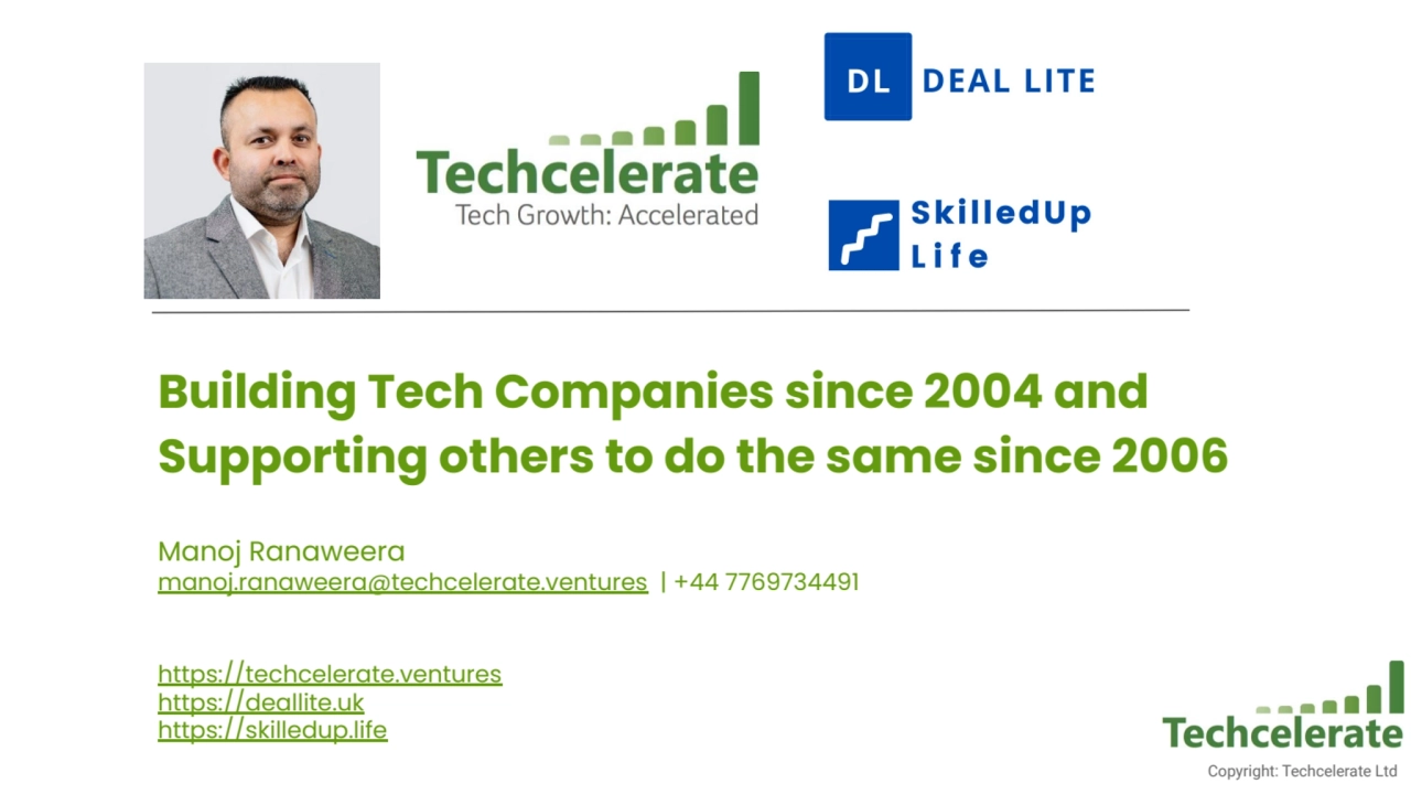 Building Tech Companies since 2004 and
Supporting others to do the same since 2006
Manoj Ranaweer…