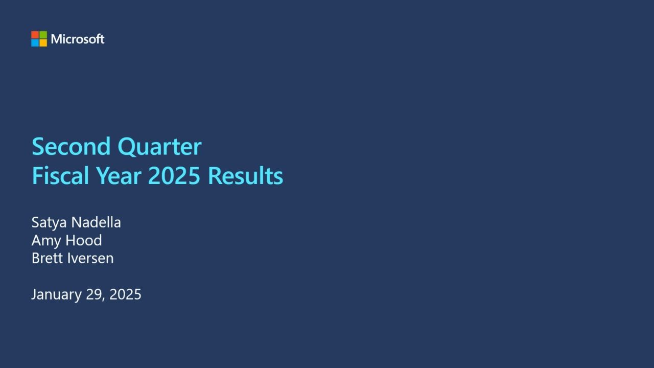Microsoft Q2 2025 earnings presentation - Page 1