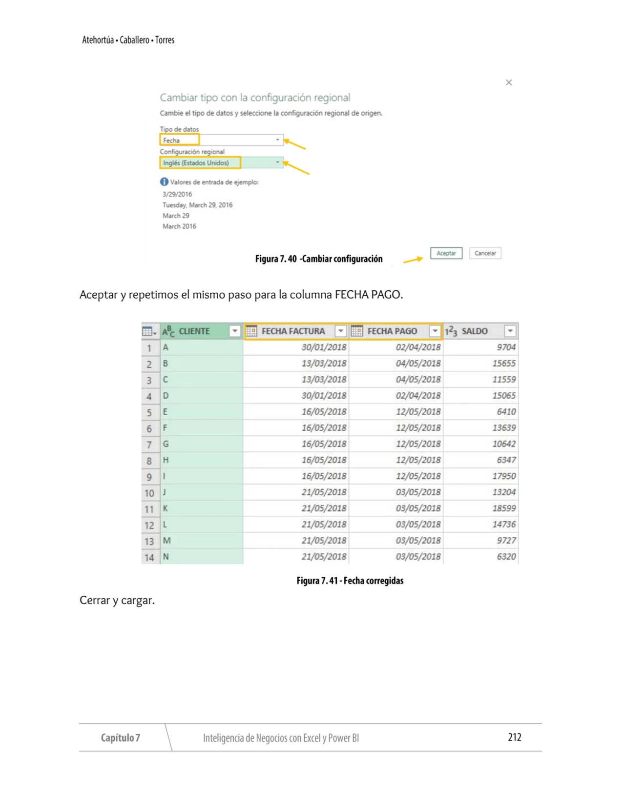 Aceptar y repetimos el mismo paso para la columna FECHA PAGO.
Cerrar y cargar.
x
X