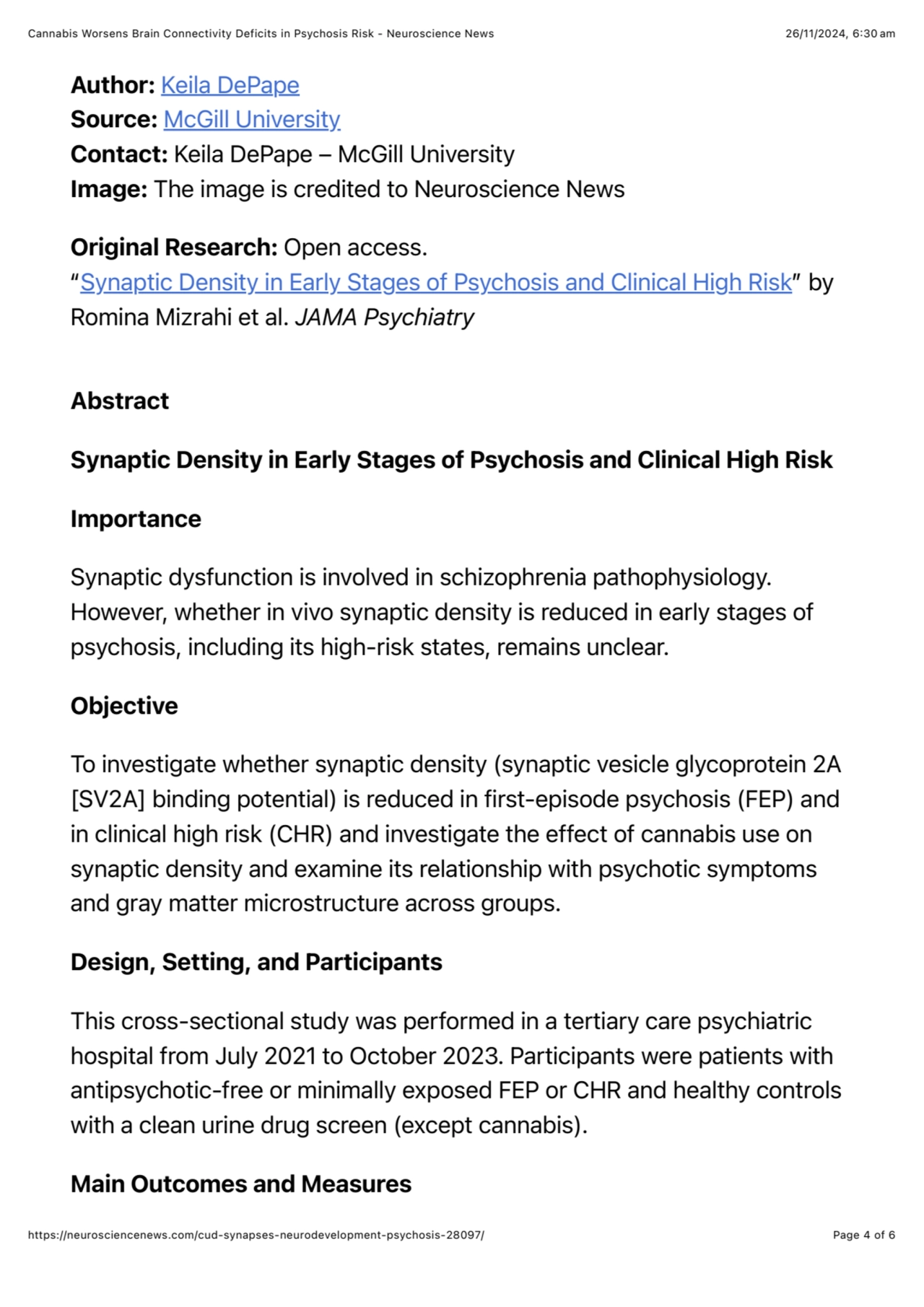 Cannabis Worsens Brain Connectivity Deficits in Psychosis Risk - Neuroscience News 26/11/2024, 6:30…