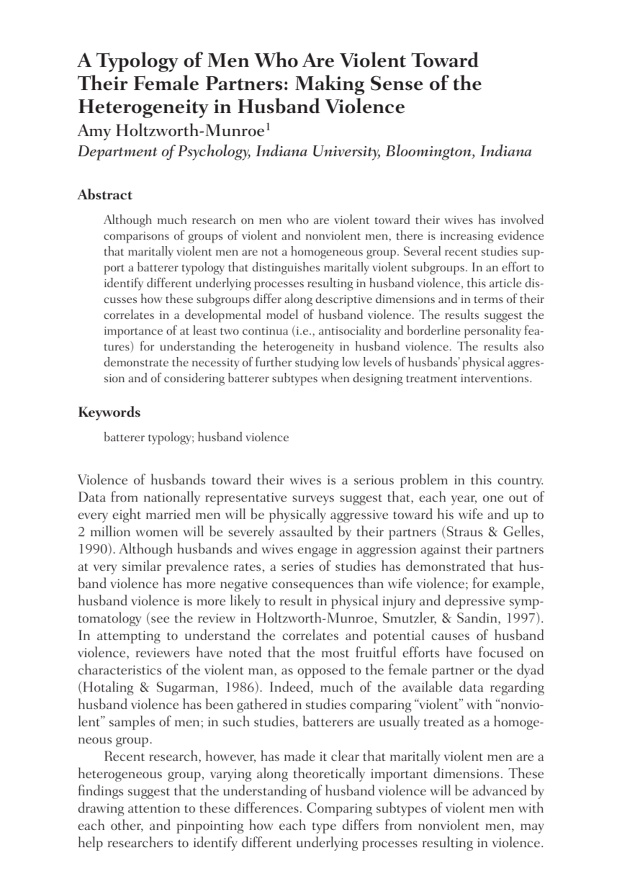 A Typology of Men Who Are Violent Toward 
Their Female Partners: Making Sense of the
Heterogeneit…