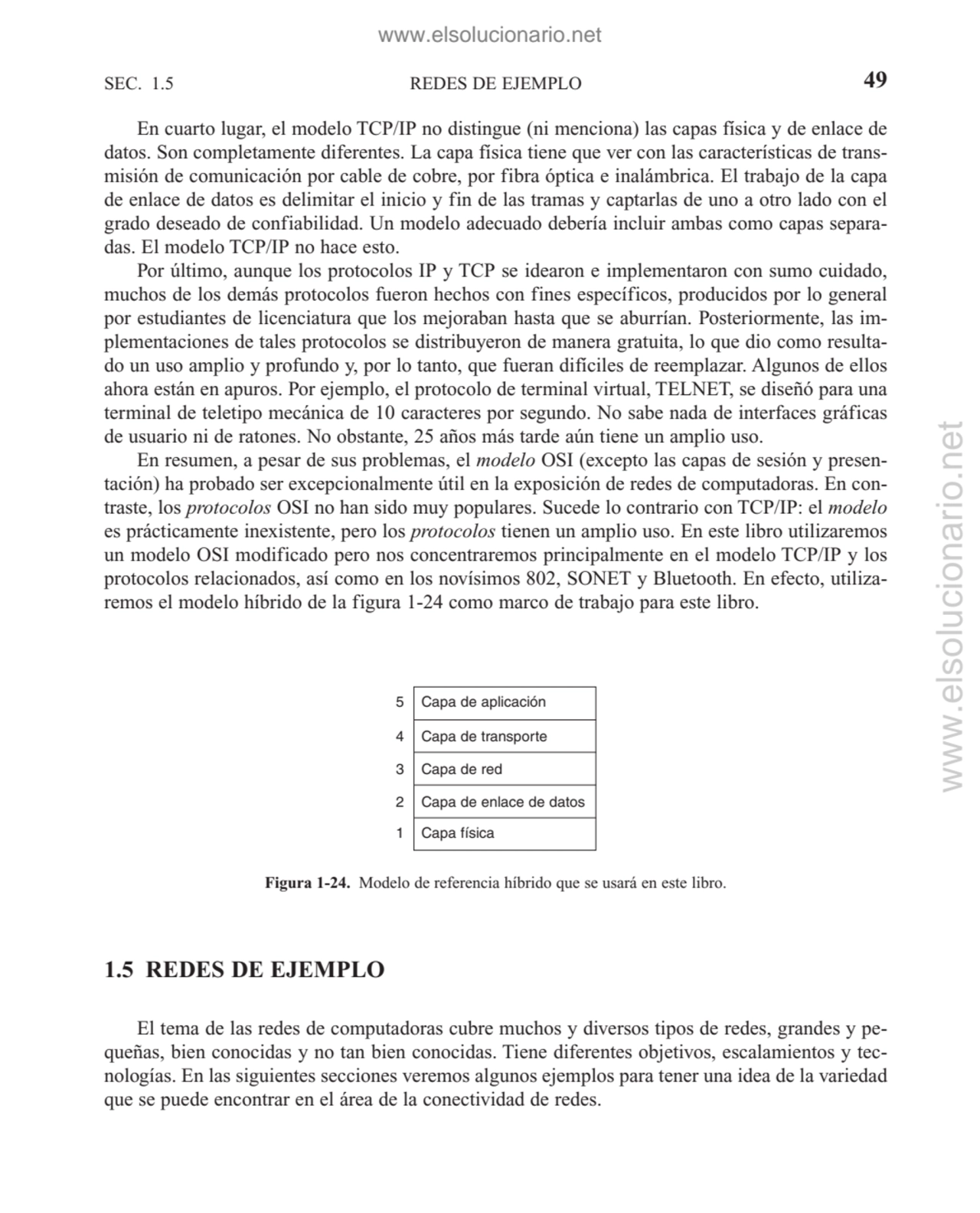 En cuarto lugar, el modelo TCP/IP no distingue (ni menciona) las capas física y de enlace de
datos…